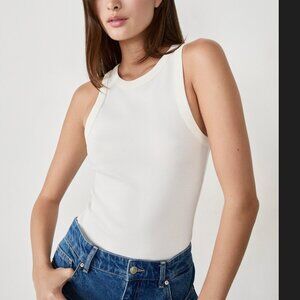 Etam White Ribbed Tank Top (Size M)